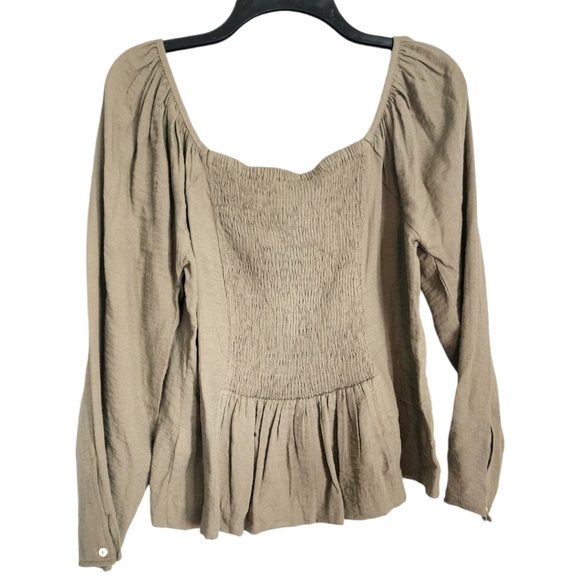 FATE Boutique Brand NEW Boho Chic Peplum Square Neck Long Sleeve Top- Size Large - Picture 6 of 8